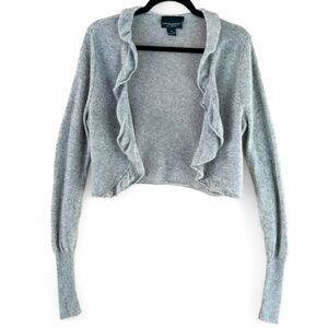 Cynthia Rowley 100% Cashmere Ruffle Shrug Cardigan Light Gray size Medium